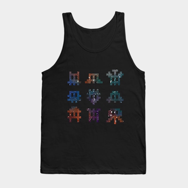 Watercolour Pixel Invaders Tank Top by randomgeekery